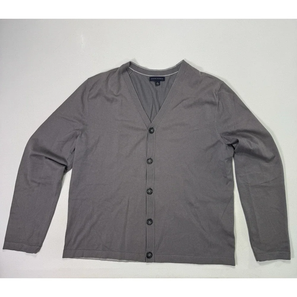 Banana Republic Men's XL Silk Blend Button Cardigan Grey Academia Modern Preppy